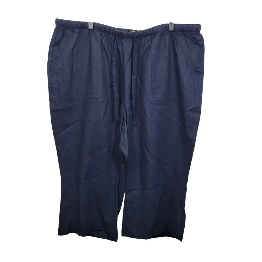 Ellos Women's Navy Cropped Wide Leg Pants Size 26 72225-1170 - Picture 1 of 7